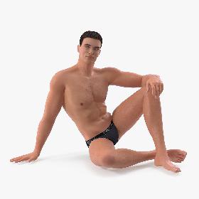 Fitness Man Sitting Pose 3D model